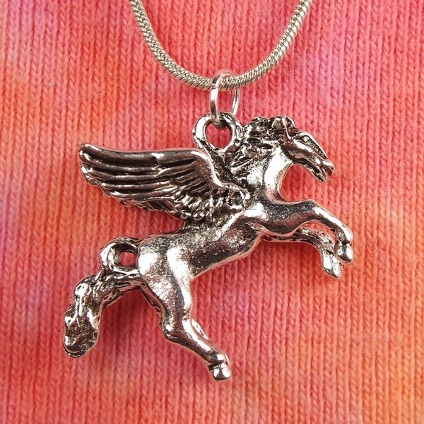 3D Pegasus Necklace, pick 16-50" Long Chain, Jewelry for Double Sided Reversible Winged Flying Horse Wings Jewelry Fly fast ship