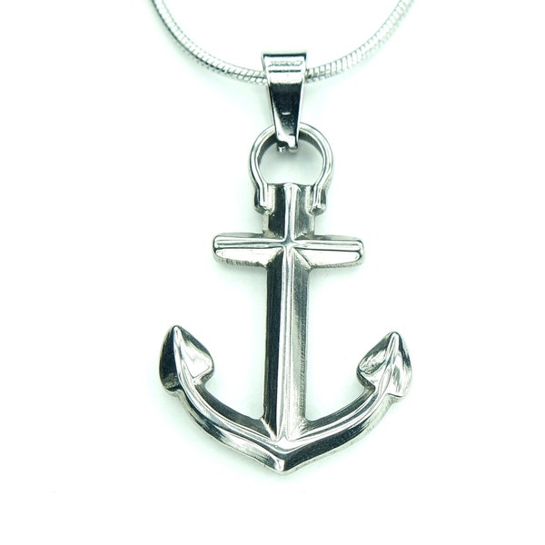 Anchor Necklace, Anchored Cross, Mariners Cross, Cross of Hope, Mariners Cross, Pure 304 Stainless Steel Necklace nb