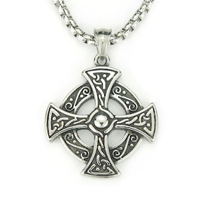 Equal Armed Cross Necklace, Solar Cross, Square Cross, Celtic Cross, 304 STAINLESS Steel, Hypo Allergenic, Cross of Harmony nb