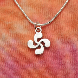 Small Lauburu Charm Necklace or Earrings, Basque Cross Charm Pendant Celtic Galici Asturian, The Basque Cross Lau-Buru la Croix Basque