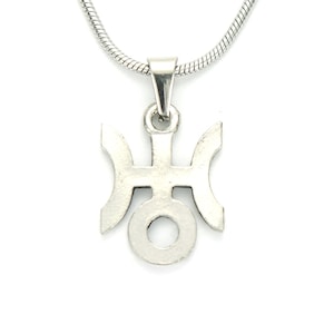 Uranus Necklace, Uranus Glyph Sign Aquarius Symbol Charm Pendant any size long chain in Jewelry Gift USA Made Antique Silver Fine Pewter nb