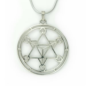 Merkaba Necklace, Merkabah Pendant Medallion Big Merkavah, 369 Light Triangle, Quantum Science Sacred Geometry Jewelry