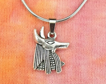 Little Anubis Necklace,  Egypt Egyptian Dog Jackal unisex charm pendant with custom chain
