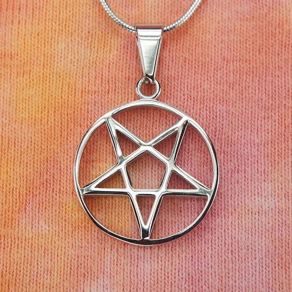 Inverted Pentacle Necklace or Earrings, pick Small or Medium charm size, any Custom Long or Short Chain, Upside Down Pentagram Adverse Star