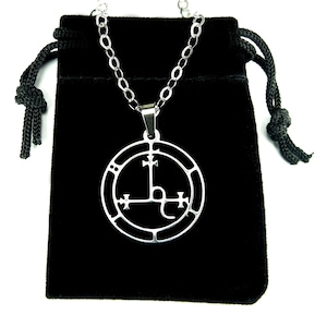 Sigil of Lilith Necklace, on Cable Chain, custom 16-50&quot; Long, all Pure 304 Stainless Steel, Soldered adjustable feminine oval cable chain nb