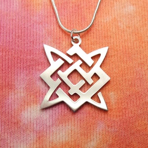 Svarog Square Necklace or Earrings, Star of Rus Slavic Pagan Symbol Stainless Steel Charm Pendant chain Gift for Men or Women Fast Ship