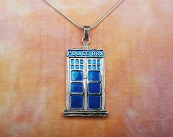 Tardis Necklace or Earrings, Beautiful Blue Enamel Inlay, Doctor Dr Who Fan Police Box Time Travel Gift Jewelry