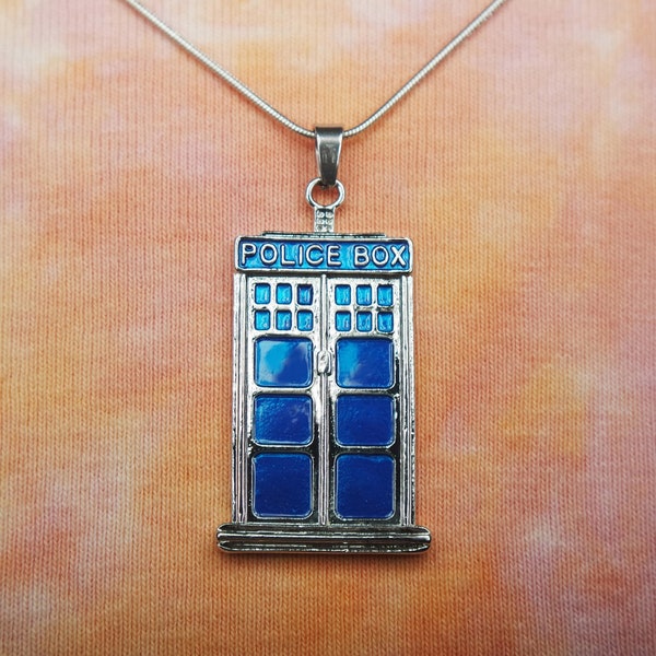 Tardis Necklace or Earrings, Beautiful Blue Enamel Inlay, Doctor Dr Who Fan Police Box Time Travel Gift Jewelry