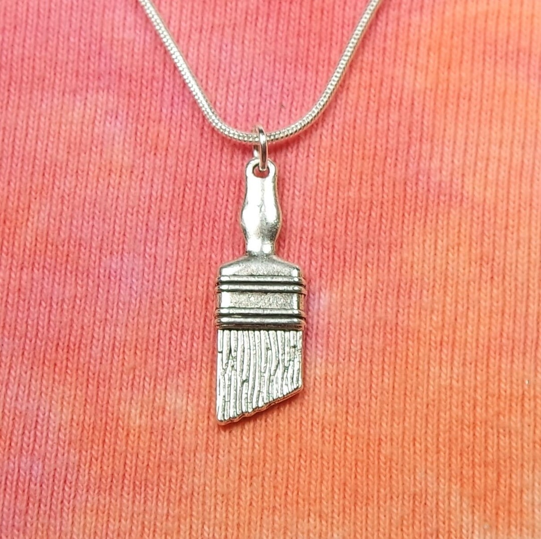 Paint Brush Necklace, Painter Art Artist Charm Pendant Gift Jewelry