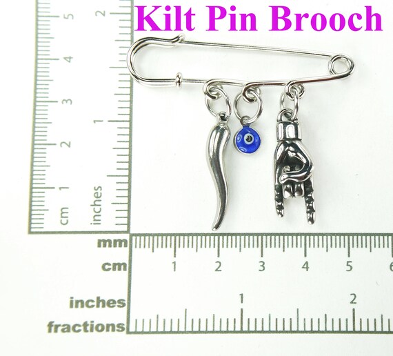 thumbnail image 2 of Ann Claridge Italian Lucky Charms Necklace - Mano Cornuto, Cornicello, Nazar - Stainless Steel Snake Chain 2 of 5