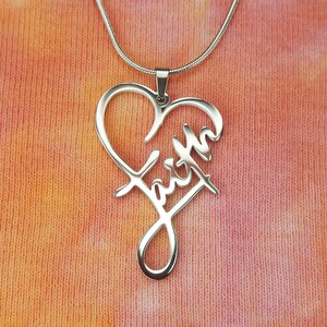 Heart of Faith Necklace or Earrings, Waterproof Stainless Charm Gift, Have Faith in Troubled Times
