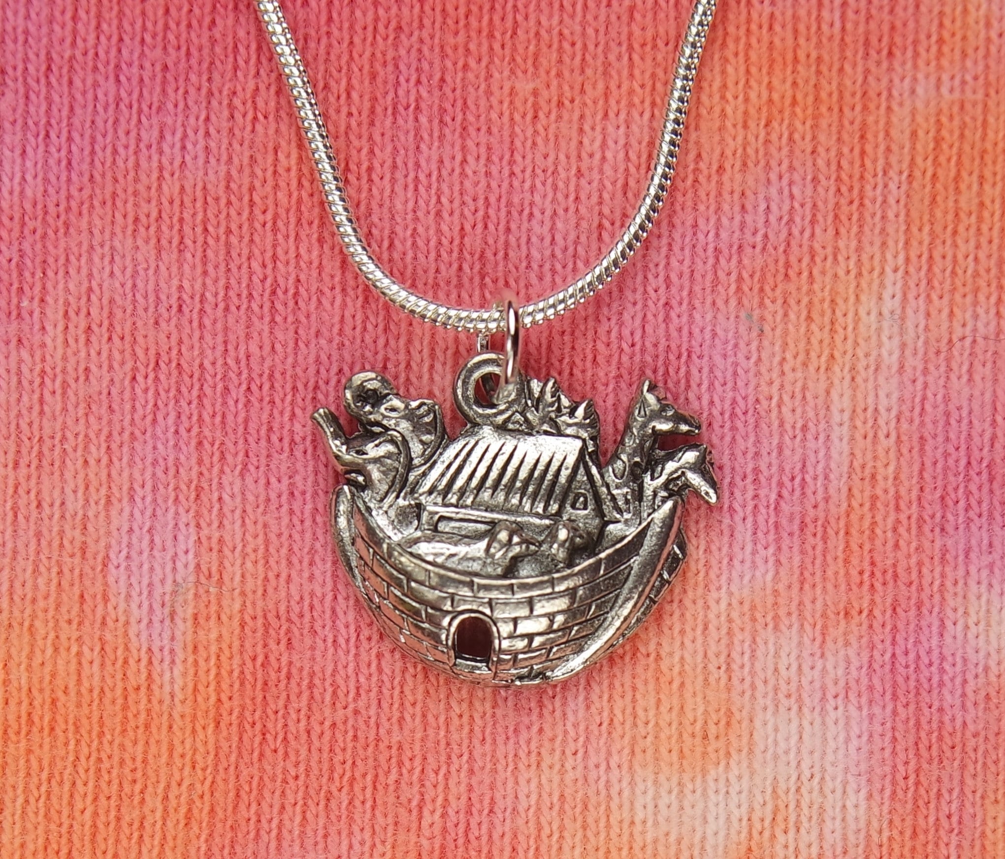 Noah's Ark Necklace, Old Testament Bible Stories Pewter