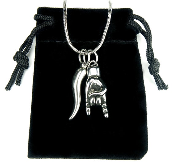 Mano cornuto and cornicello necklace discount