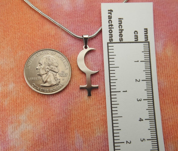 Black Moon Lilith Necklace Crescent Moon With Cross Pick - Etsy