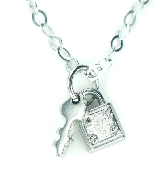 Tiny White Lock key Necklace