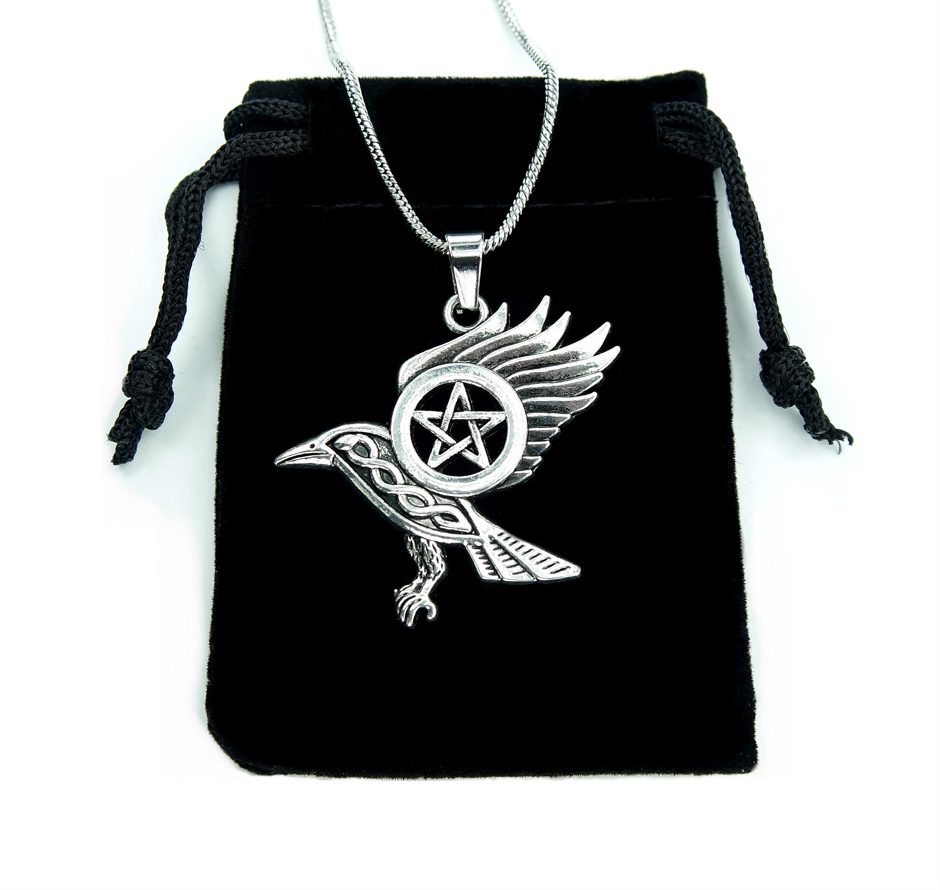 Sterling Silver Moon Raven Pentacle Pendant - Moonlight Mysteries Wholesale
