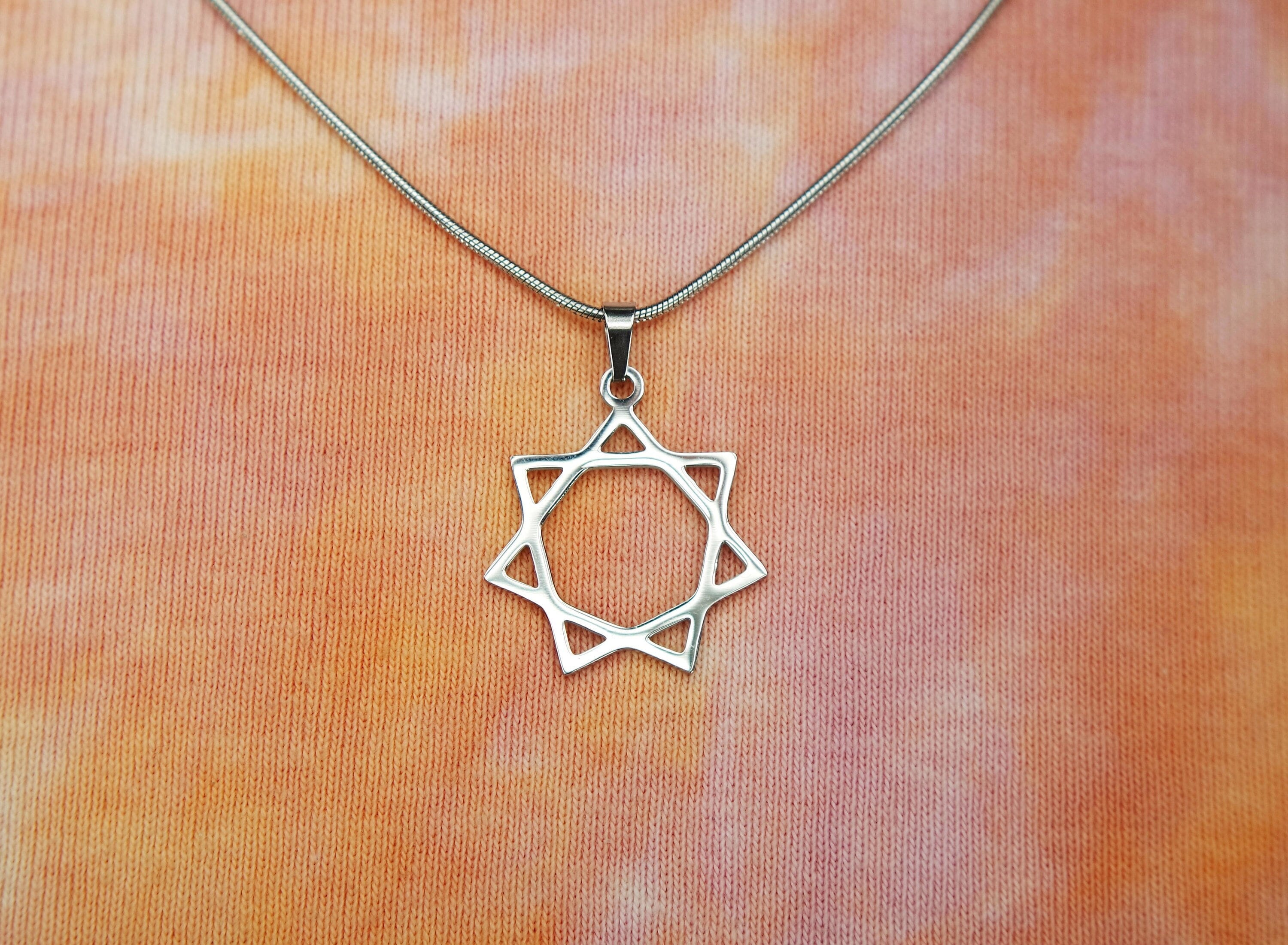 アクセサリー PS: Heptogram Planetary Symbol Pendant Large Sterling Silver Septagram Heptagram Faery Star Pendant