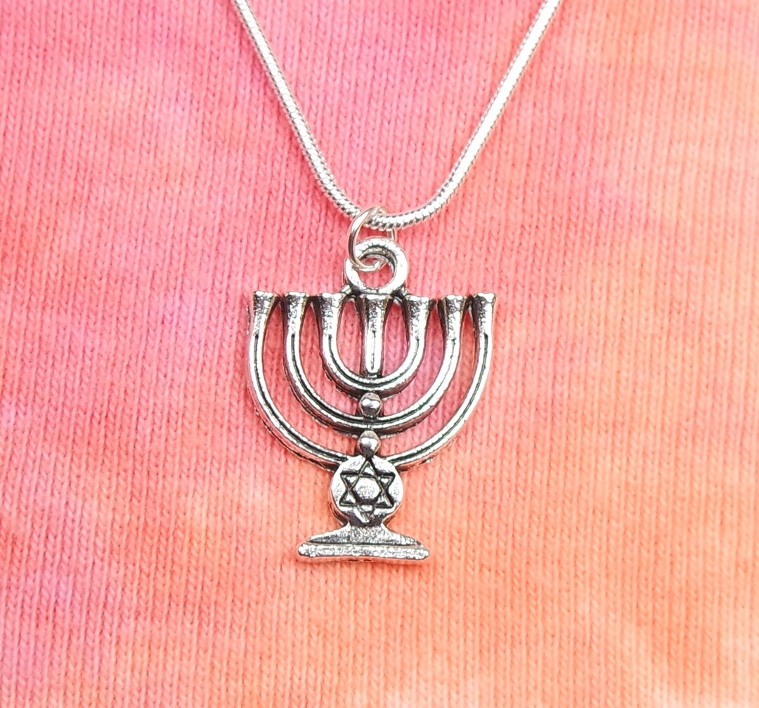 Menorah Necklace 1636 Long Chain Gift Ready to Ship Etsy