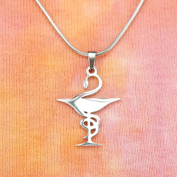 Bowl of Hygeia Necklace or Earrings, Pharmacist Symbol Jewelry, Waterproof Hypo-allergenic Stainless Steel Jewelry