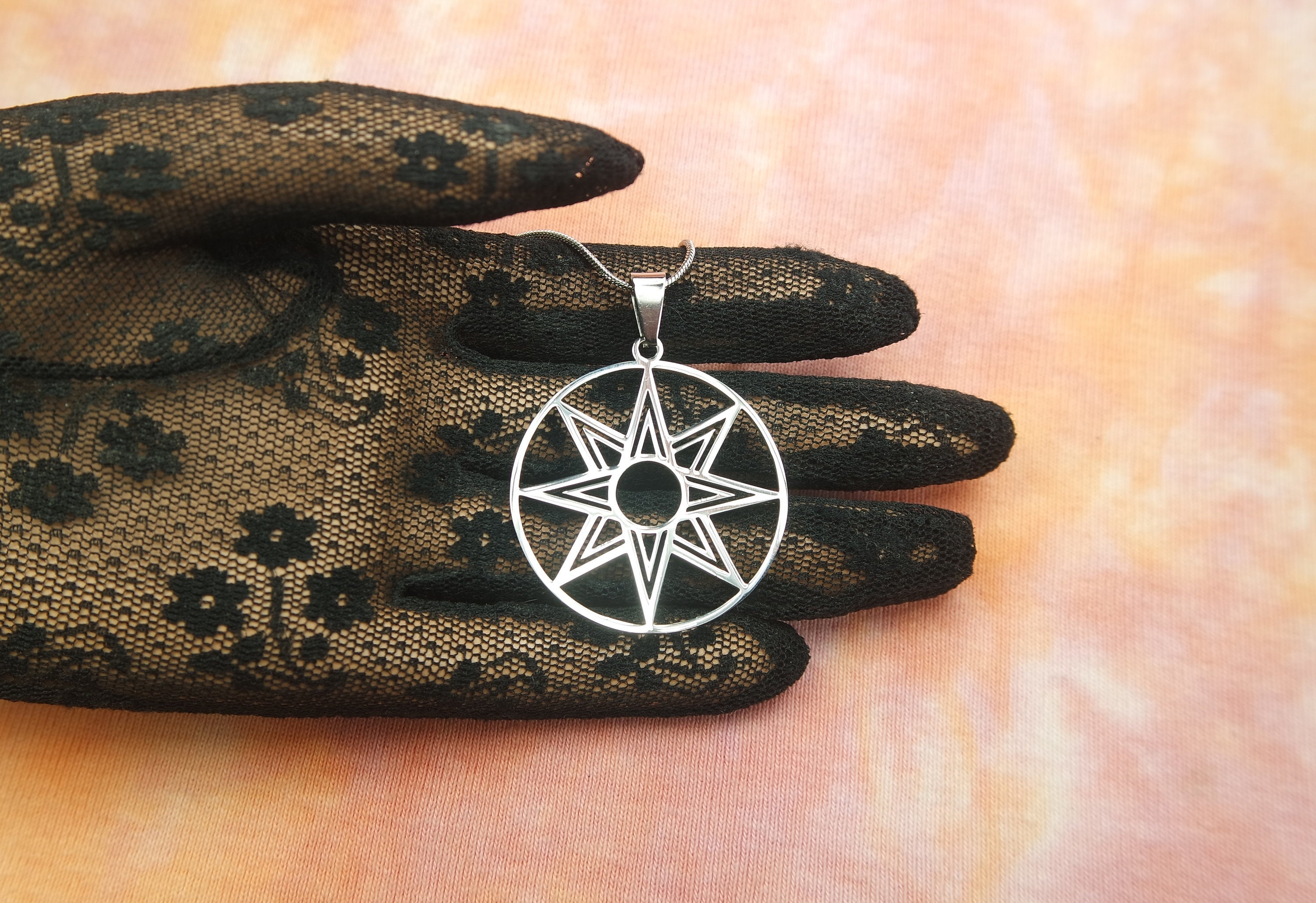 Large Octagram Necklace or Earrings, Waterproof Stainless, 8 point Star of Ishtar Innana Star of Venus Charm Pendant Greek Hellenic