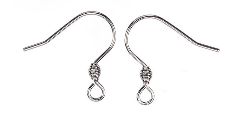 May include: Two silver earring hooks with a coiled wire detail.