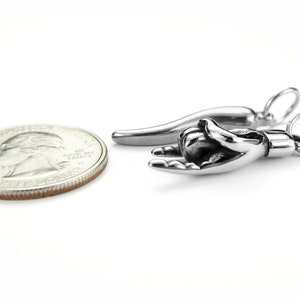 Mano Cornuto & Cornicello Italian Charm Necklace | Stainless Steel Figaro Chain | Lucky Amulet