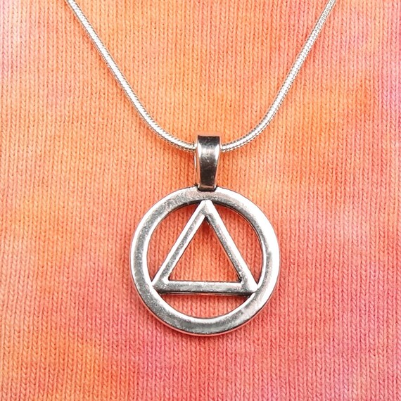 Aa Necklace Alcoholics Anonymous Sobriety Circle Triangle - Alcoholics Anonymous Sobriety Pendant Aa Necklace Alcoholics Anonymous Sobriety Circle Triangle - Alcoholics Anonymous Sobriety Pendant