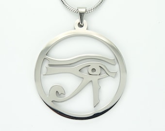 Eye of Ra / Eye of Horus Necklace, Egypt Egyptian Wadjet Udjat Hathor Pendant Gift Pure 304 Stainless Non Tarnishing nb