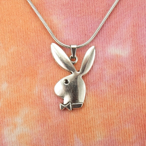 Playboy Bunny Necklace Or Earrings,  Playboi Carti Tattoo Symbol Charm Jewelry 16"-36" long chain, Fast Ship