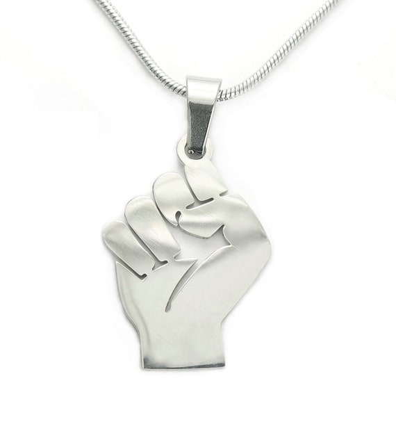 Raised fist necklace deals