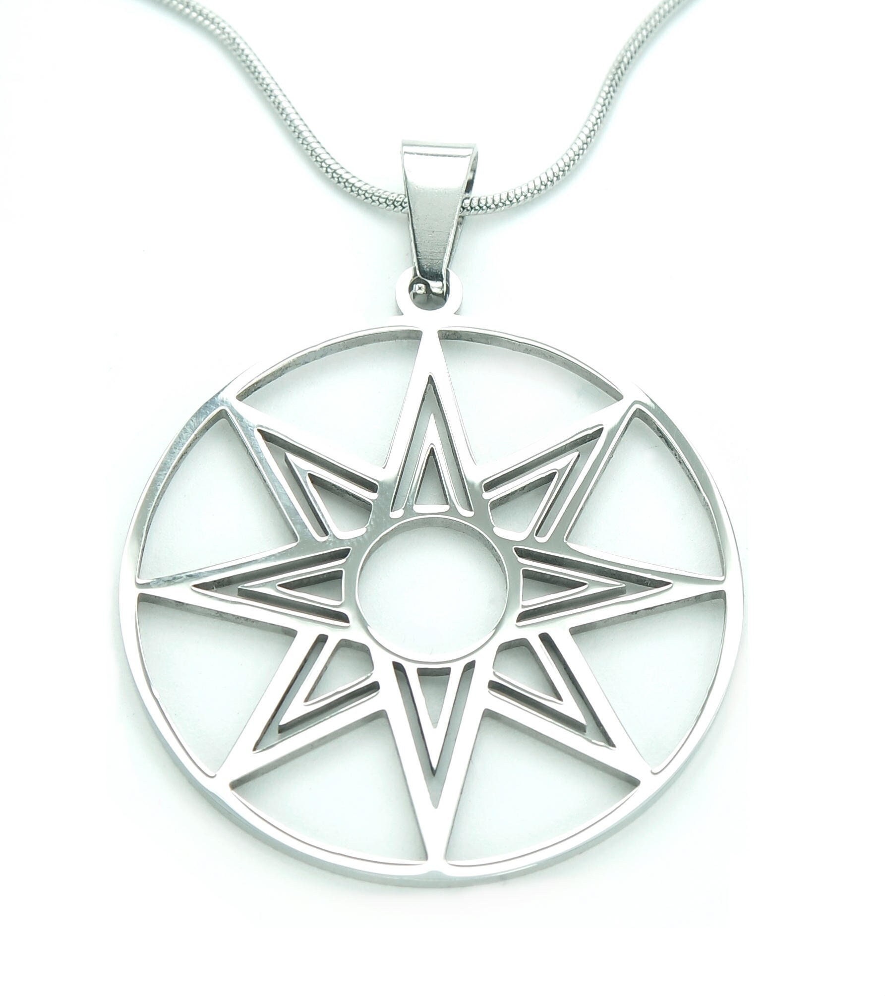 Large Octagram Necklace or Earrings, Waterproof Stainless, 8