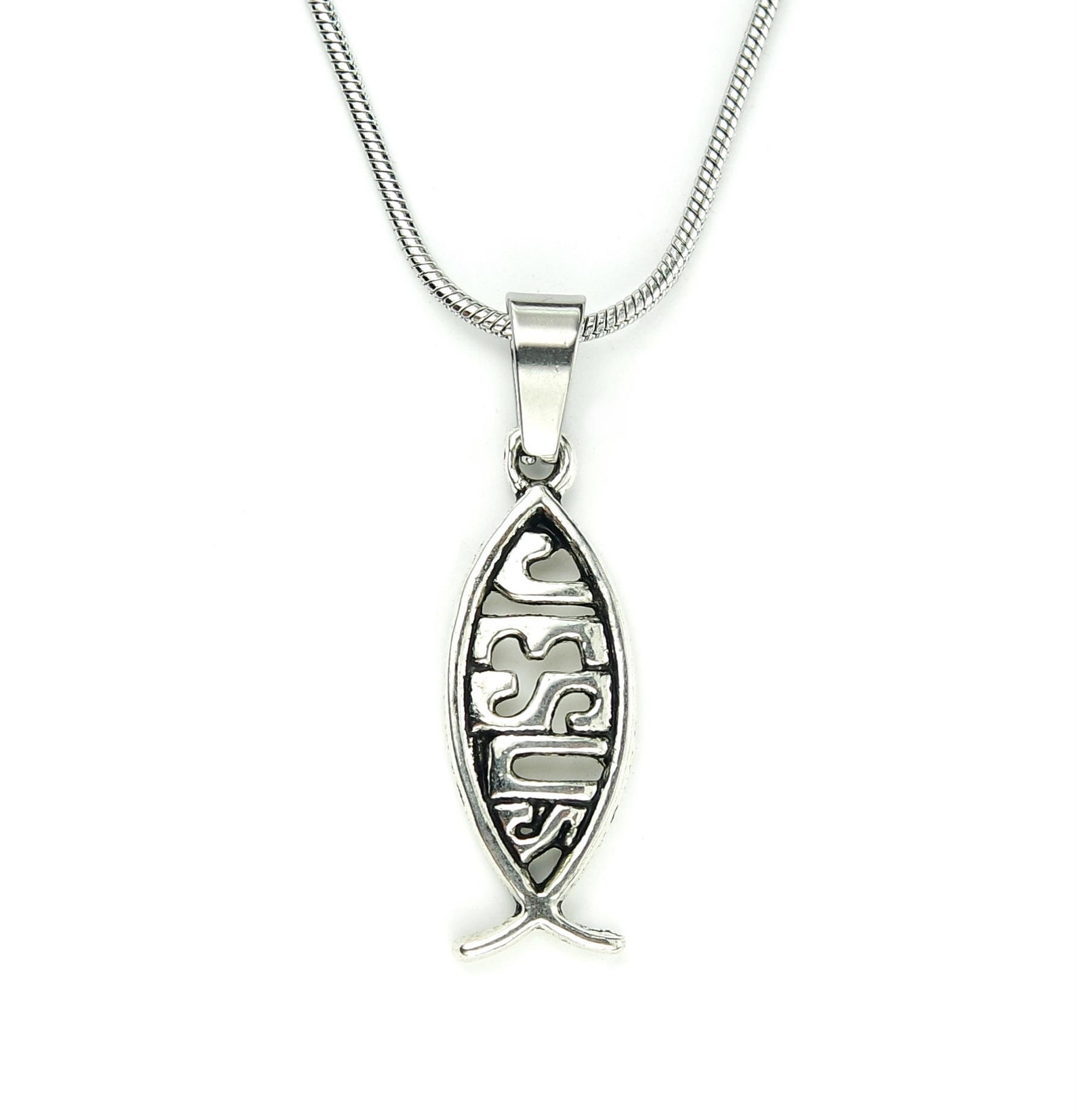 Jesus Fish Necklace Christian Ichthys Saviour IXOYE Pick Etsy