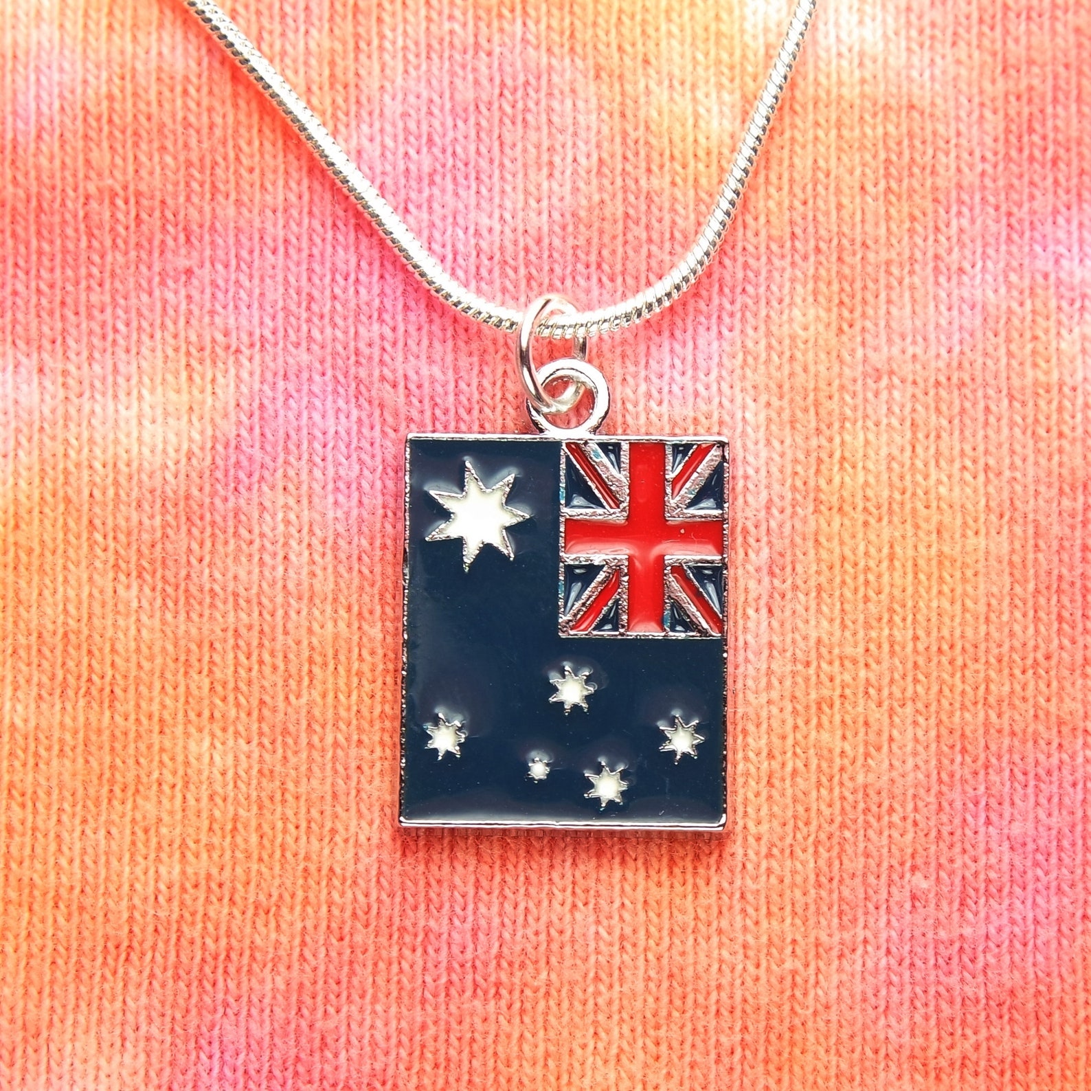 Australia Flag Necklace Australian Country Enamel Flag Charm Etsy