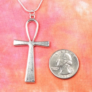 Extra Large Ankh Necklace, Egyptian Style Charm Pendant, Egypt cross symbol of life, 16-50&quot; long chain Men or Women Gift fast Ship nb