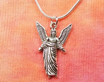 Archangel Uriel Necklace, pick 16"-36" snake chain, for Men or Women, Arch Angel Auriel Oriel Urial Azrael Ariel Charm Pendant Jewlery