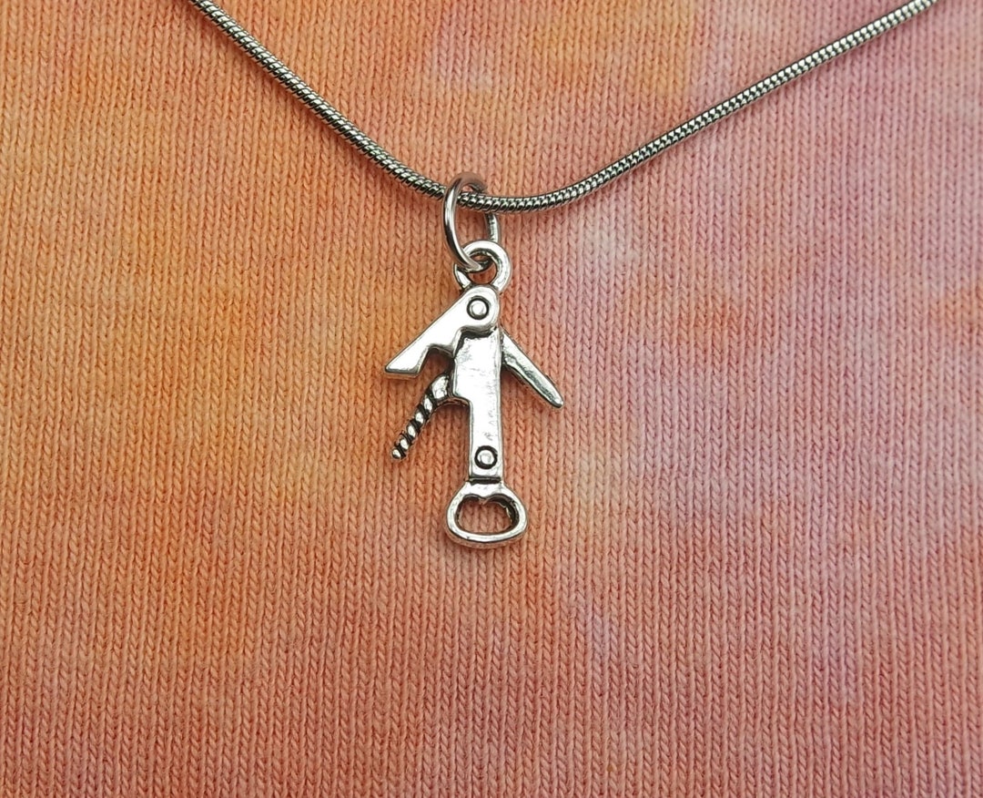 Corkscrew Necklace or Earrings, Wine Bottle Opener Charm Jewelry 3