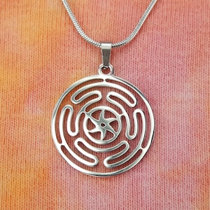 Wheel of Hecate Necklace or Earrings, Strophalos of Hekate, Waterproof Stainless Steel Charm Amulet Talisman Wiccan Pagan Goddess Hecat