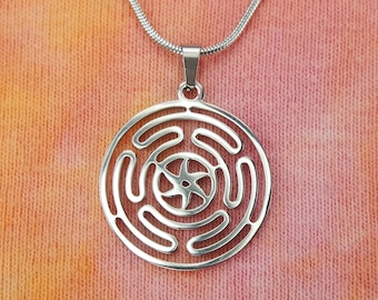 Wheel of Hecate Necklace or Earrings, Strophalos of Hekate, Waterproof Stainless Steel Charm Amulet Talisman Wiccan Pagan Goddess Hecat