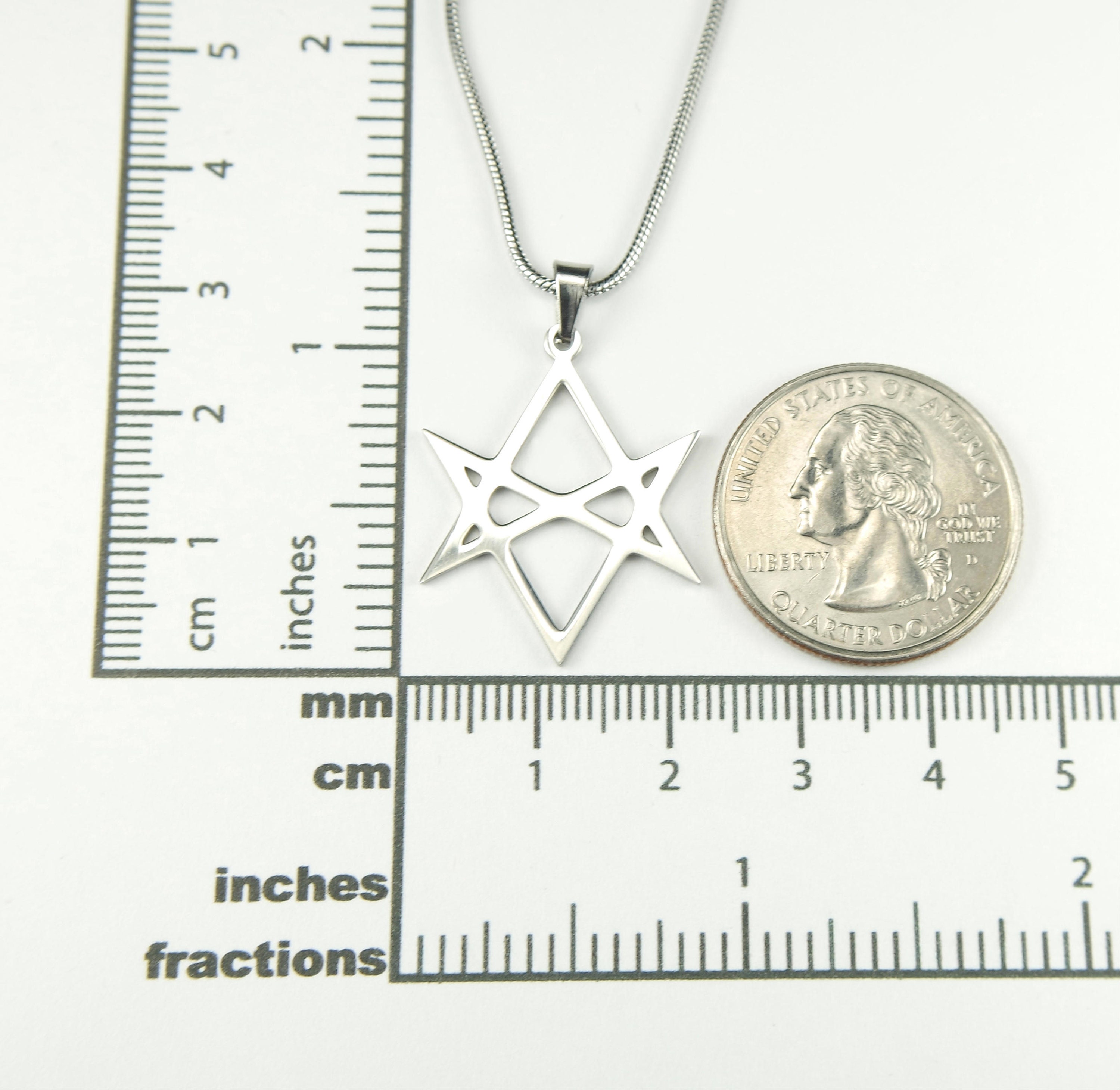 Unicursal Hexagram Necklace, Six 6 Pointed Star, Stainless