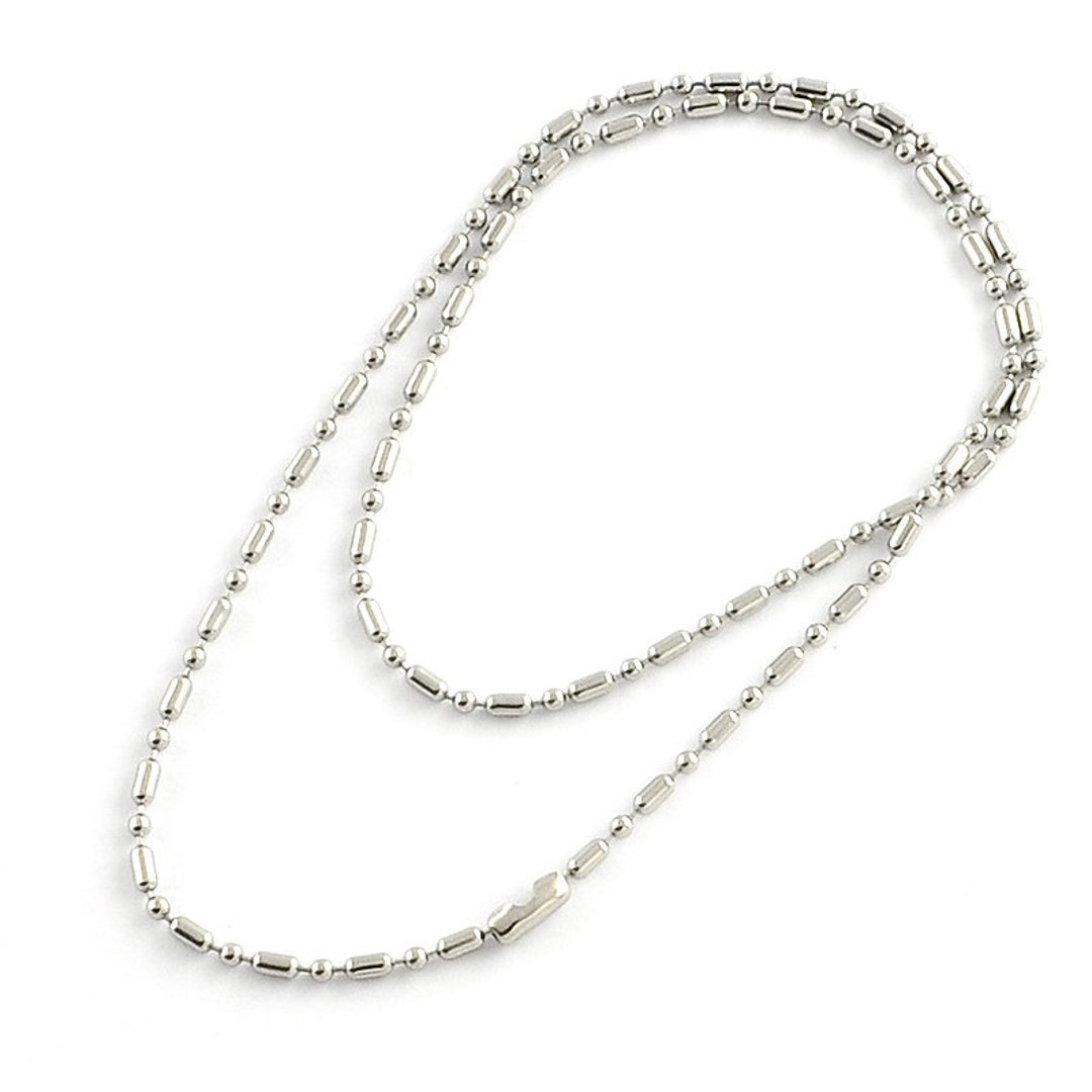 Pure 304 Stainless Steel BALL CHAIN Necklace, 55cm 21.7 Rice Bead Chain