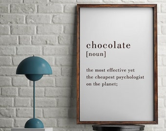 Chocolate Poster, 50X70 Poster, Wall Art, Motivational Poster, Kitchen Poster, Home Decor, Chocolate Definition, Digital Print, Gift For Her