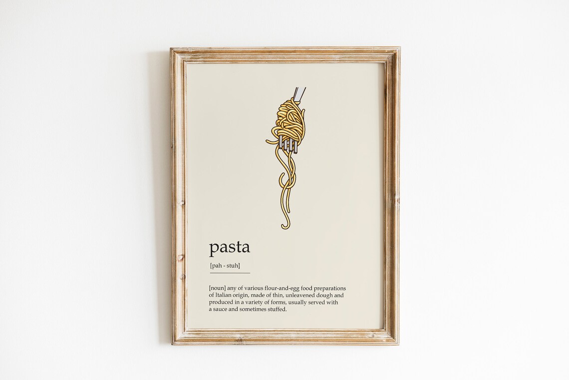 Pasta Poster Pasta Definition Print Pasta Lover Gift Pasta Etsy