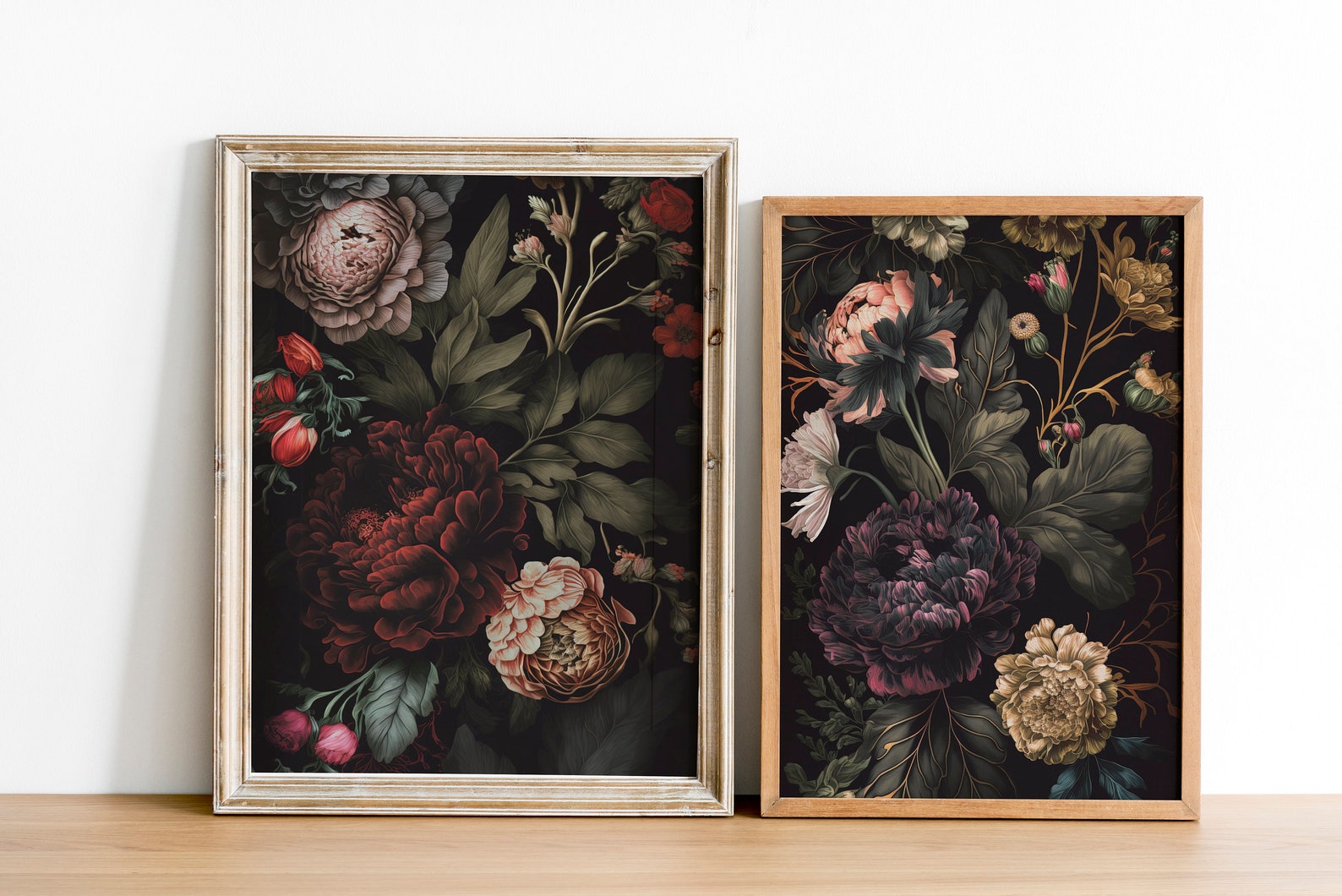 Dark Floral Wall Art Set Moody Floral Art Gallery Set of 3 Etsy