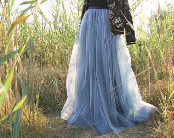 Dusty blue tulle skirt hotsell