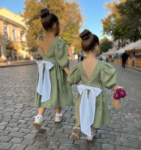 Olive green junior bridesmaid dress hotsell