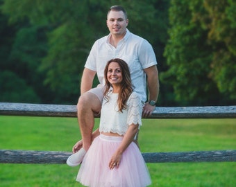 Pink tulle skirt women, 2nd wedding outfit, blush bridesmaid skirt, engagement dress, formal event tutu, birthday outfit, short pink skirt