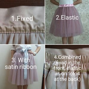 Dusty rose tulle skirt women, knee length wedding skirt, bridesmaid skirt in custom size, plus size skirt high waist for wedding guest image 6