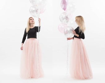 Tulle skirt women, adult blush maxi skirt, long bridesmaid skirt photoshoot outfit, wedding guest skirt, formal event skirt
