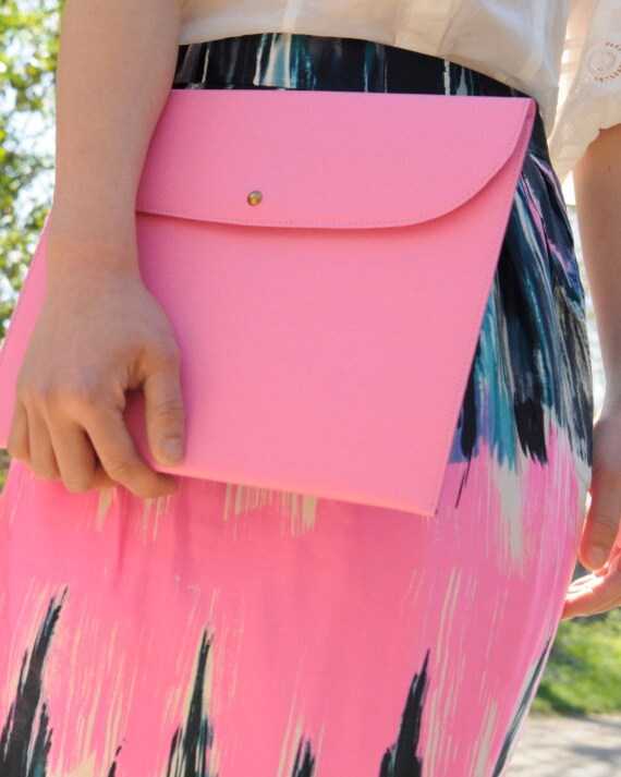 leather portfolio leather ipad case pink leather clutch etsy
