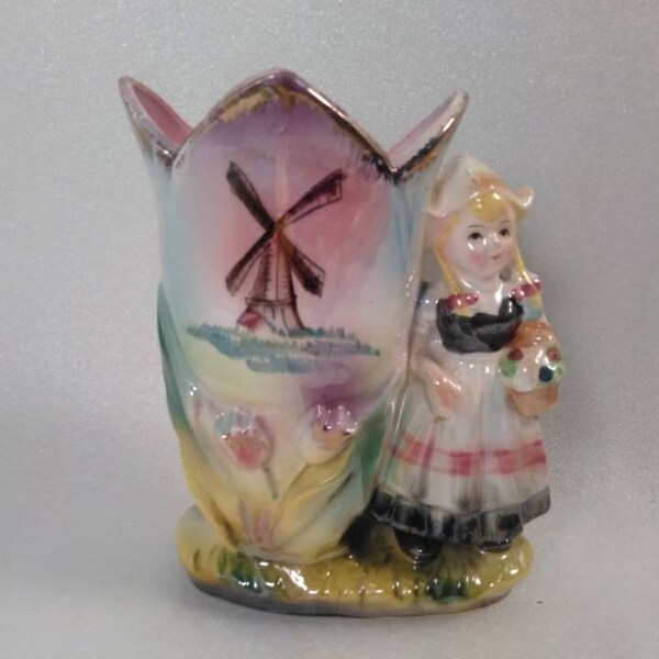 Vase en porcelaine Vintage hollandaise moulin à vent